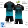 Custom Black Lakes Blue Gradient Pinstripe Sublimation Soccer Uniform Jersey