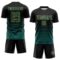 Custom Black Midnight Green-Old Gold Gradient Pinstripe Sublimation Soccer Uniform Jersey