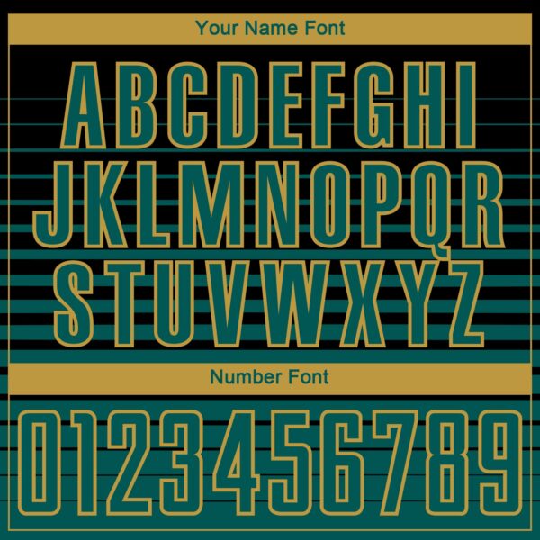 Custom Black Midnight Green-Old Gold Gradient Pinstripe Sublimation Soccer Uniform Jersey