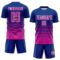 Custom Royal Deep Pink-White Gradient Pinstripe Sublimation Soccer Uniform Jersey