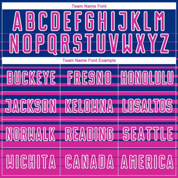 Custom Royal Deep Pink-White Gradient Pinstripe Sublimation Soccer Uniform Jersey