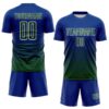 Custom Royal Green-White Gradient Pinstripe Sublimation Soccer Uniform Jersey