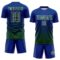 Custom Royal Green-White Gradient Pinstripe Sublimation Soccer Uniform Jersey