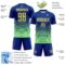 Custom Royal Pea Green-Orange Gradient Pinstripe Sublimation Soccer Uniform Jersey