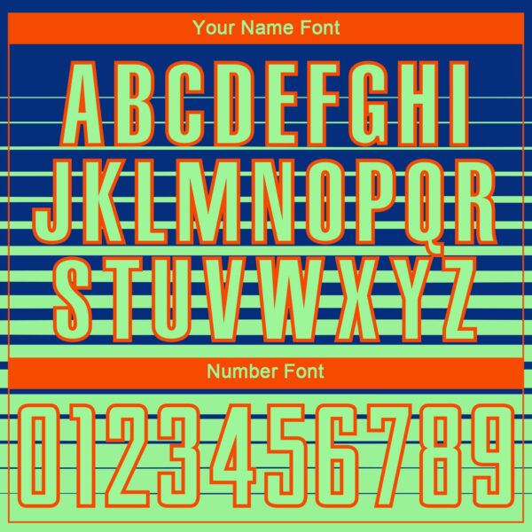 Custom Royal Pea Green-Orange Gradient Pinstripe Sublimation Soccer Uniform Jersey