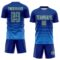 Custom Royal Powder Blue-Yellow Gradient Pinstripe Sublimation Soccer Uniform Jersey