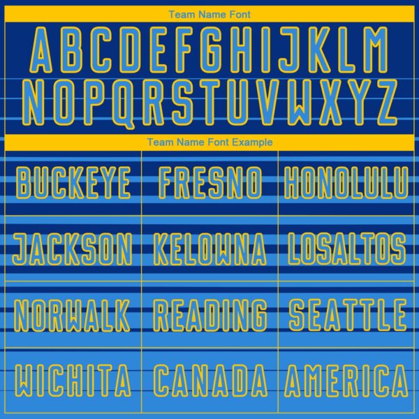 Custom Royal Powder Blue-Yellow Gradient Pinstripe Sublimation Soccer Uniform Jersey