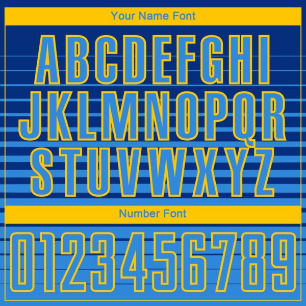 Custom Royal Powder Blue-Yellow Gradient Pinstripe Sublimation Soccer Uniform Jersey