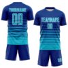 Custom Royal Lakes Blue-White Gradient Pinstripe Sublimation Soccer Uniform Jersey
