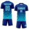 Custom Royal Lakes Blue-White Gradient Pinstripe Sublimation Soccer Uniform Jersey