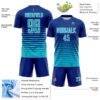 Custom Royal Lakes Blue-White Gradient Pinstripe Sublimation Soccer Uniform Jersey
