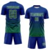 Custom Royal Kelly Green-Cream Gradient Pinstripe Sublimation Soccer Uniform Jersey