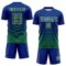 Custom Royal Kelly Green-Cream Gradient Pinstripe Sublimation Soccer Uniform Jersey