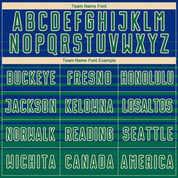 Custom Royal Kelly Green-Cream Gradient Pinstripe Sublimation Soccer Uniform Jersey