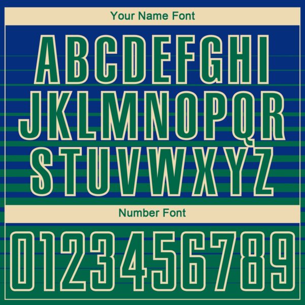 Custom Royal Kelly Green-Cream Gradient Pinstripe Sublimation Soccer Uniform Jersey