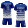 Custom Royal White Gradient Pinstripe Sublimation Soccer Uniform Jersey