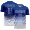 Custom Royal White Gradient Pinstripe Sublimation Soccer Uniform Jersey