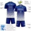 Custom Royal White Gradient Pinstripe Sublimation Soccer Uniform Jersey