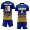 Custom Royal White-Old Gold Gradient Pinstripe Sublimation Soccer Uniform Jersey