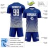 Custom Royal White-Gray Gradient Pinstripe Sublimation Soccer Uniform Jersey