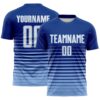 Custom Royal White-Light Blue Gradient Pinstripe Sublimation Soccer Uniform Jersey