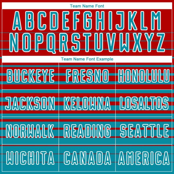 Custom Red Teal-White Gradient Pinstripe Sublimation Soccer Uniform Jersey