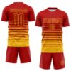 Custom Red Yellow Gradient Pinstripe Sublimation Soccer Uniform Jersey