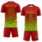 Custom Red Neon Green Gradient Pinstripe Sublimation Soccer Uniform Jersey