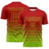 Custom Red Neon Green Gradient Pinstripe Sublimation Soccer Uniform Jersey