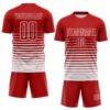 Custom Red White Gradient Pinstripe Sublimation Soccer Uniform Jersey