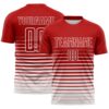 Custom Red White Gradient Pinstripe Sublimation Soccer Uniform Jersey