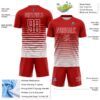 Custom Red White Gradient Pinstripe Sublimation Soccer Uniform Jersey