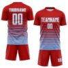 Custom Red White-Light Blue Gradient Pinstripe Sublimation Soccer Uniform Jersey