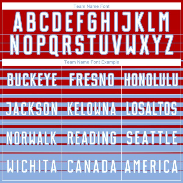 Custom Red White-Light Blue Gradient Pinstripe Sublimation Soccer Uniform Jersey