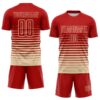 Custom Red Cream Gradient Pinstripe Sublimation Soccer Uniform Jersey