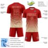 Custom Red Cream Gradient Pinstripe Sublimation Soccer Uniform Jersey