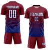 Custom Crimson White-Royal Gradient Pinstripe Sublimation Soccer Uniform Jersey