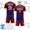 Custom Crimson White-Royal Gradient Pinstripe Sublimation Soccer Uniform Jersey