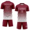 Custom Crimson White Gradient Pinstripe Sublimation Soccer Uniform Jersey