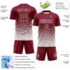 Custom Crimson White Gradient Pinstripe Sublimation Soccer Uniform Jersey