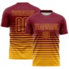 Custom Crimson Gold Gradient Pinstripe Sublimation Soccer Uniform Jersey