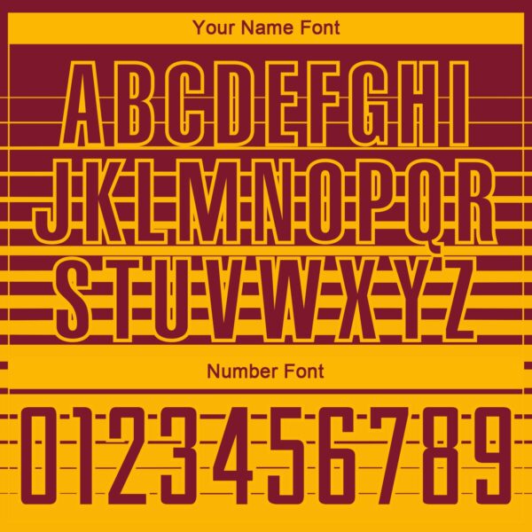 Custom Crimson Gold Gradient Pinstripe Sublimation Soccer Uniform Jersey