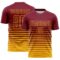 Custom Crimson Gold Gradient Pinstripe Sublimation Soccer Uniform Jersey