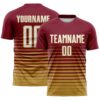 Custom Crimson White-Old Gold Gradient Pinstripe Sublimation Soccer Uniform Jersey