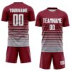 Custom Crimson White-Gray Gradient Pinstripe Sublimation Soccer Uniform Jersey
