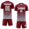 Custom Crimson White-Gray Gradient Pinstripe Sublimation Soccer Uniform Jersey