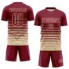 Custom Crimson Cream Gradient Pinstripe Sublimation Soccer Uniform Jersey