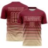 Custom Crimson Cream Gradient Pinstripe Sublimation Soccer Uniform Jersey
