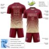 Custom Crimson Cream Gradient Pinstripe Sublimation Soccer Uniform Jersey