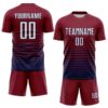Custom Crimson White-Navy Gradient Pinstripe Sublimation Soccer Uniform Jersey